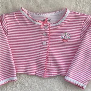 Little Me 6M Cupcake pink & white stripe Cardigan Top